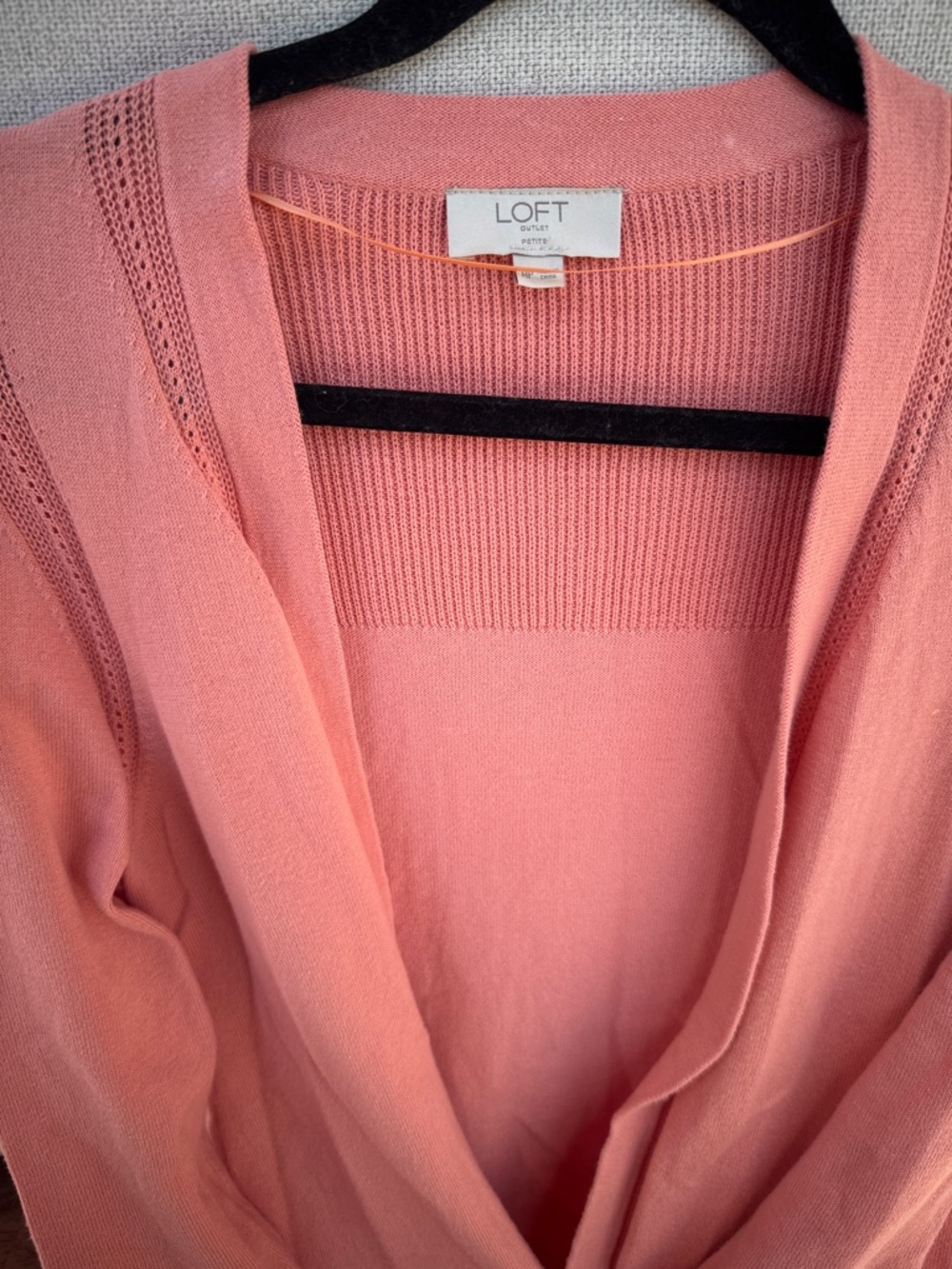 LOFT Coral Pink Open-Front Women's Cardigan - Picture 5 of 5